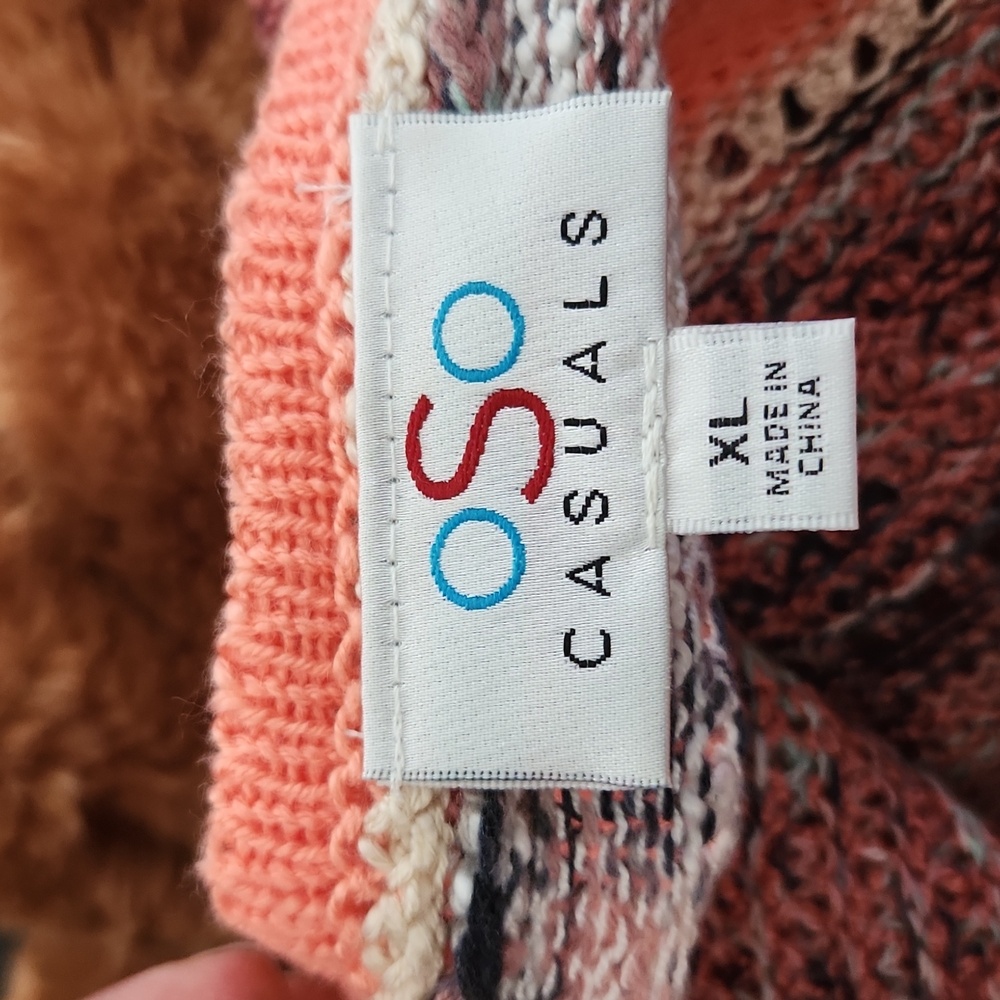 OSO Casuals Open Knit Duster with Tassels Bohemian Size: XL - Picture 4 of 5